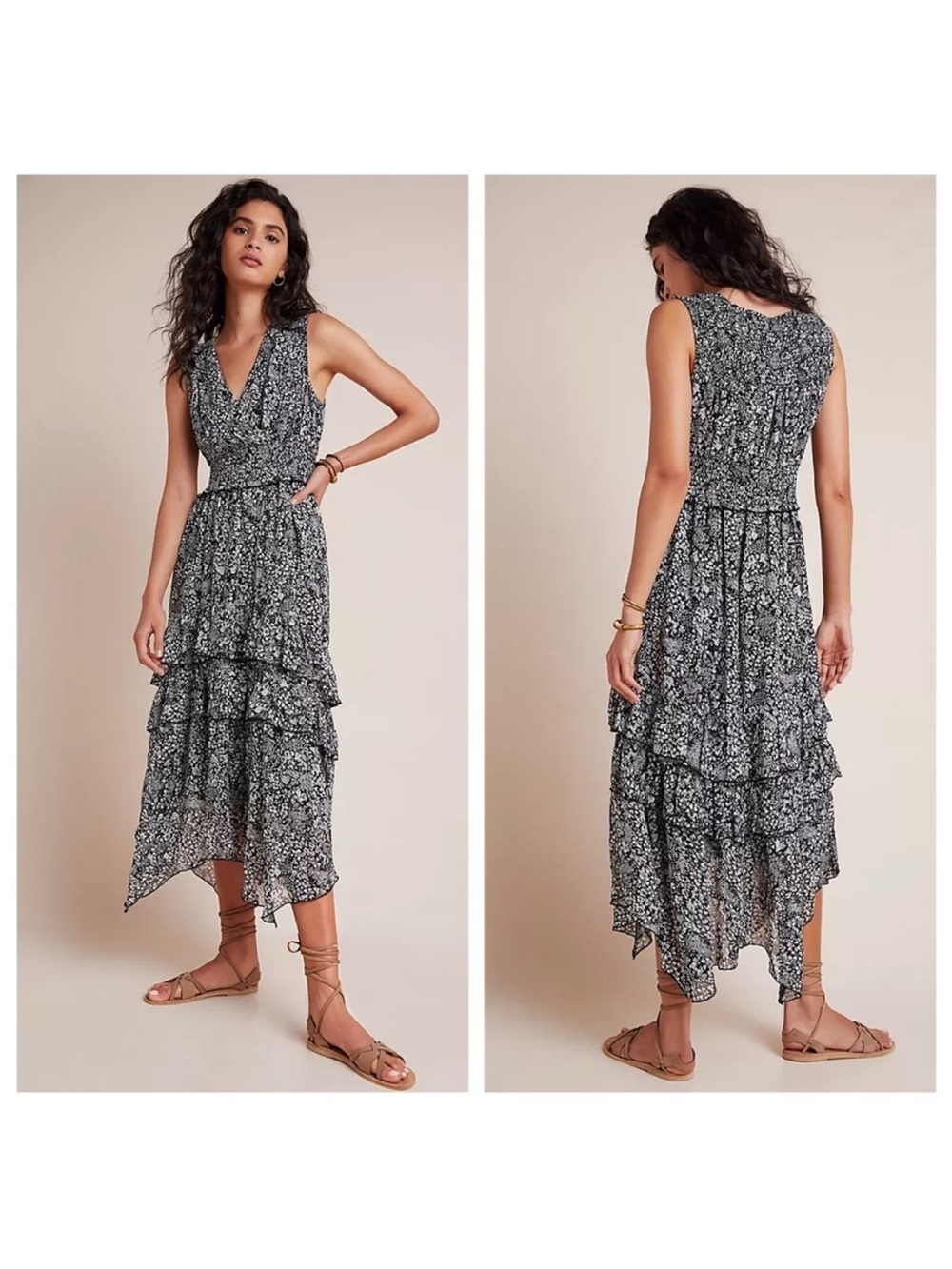 Anthropologie Marcella Tiered Midi Dress Size Medium